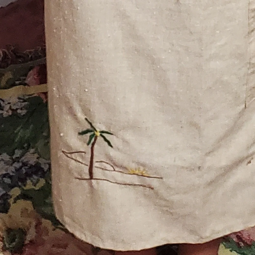 SOUTHWEST MEXICAN Tan Cooking Half Apron Large Front Pocket Embroidered